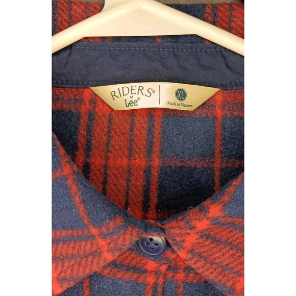 Mens Riders Lee Flannel Shirt Red XL Button Down Long Sleeve - Picture 3 of 6